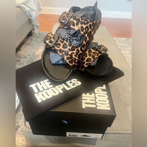 The Kooples leopard Print‎ Sandals with real fur Us size 6 NIB - Picture 5 of 11